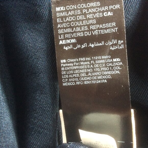 Chicos Travelers Navy Blue Wide Leg High Rise Liquid Boho Flowy Pant Size 12/14S - Picture 4 of 6